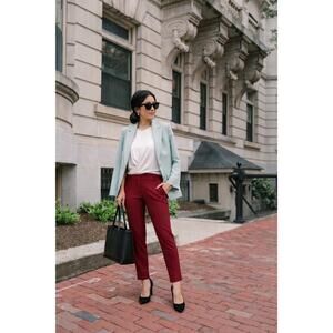 MSRP: $295 | ✨ Theory Treeca 2 Admiral Crepe Slacks – Size 4 | Cranberry Wine ✨